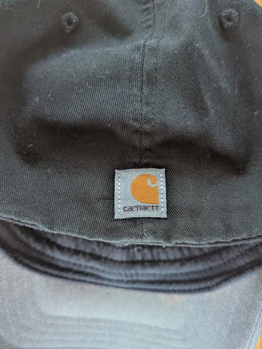 Carhartt Mens L XL Ball Cap Hat 100427 Black Charcoal Patch Flex Fitted Workwear